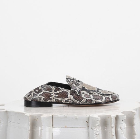 Isabel Marant Fezzy Leather Snakeskin Slip-On Shoes - Picture 2 of 8